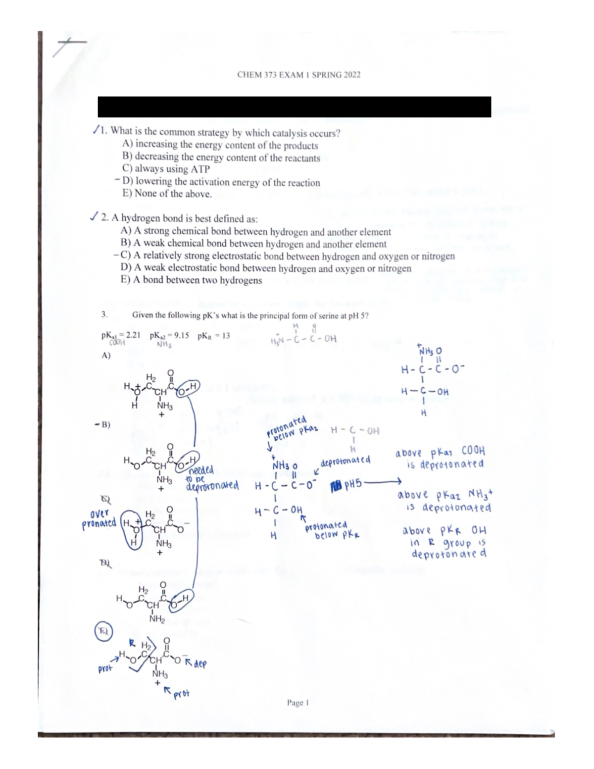 CHEM 373 EXAM 1 Spring 2022 - Chem 373 - Studocu