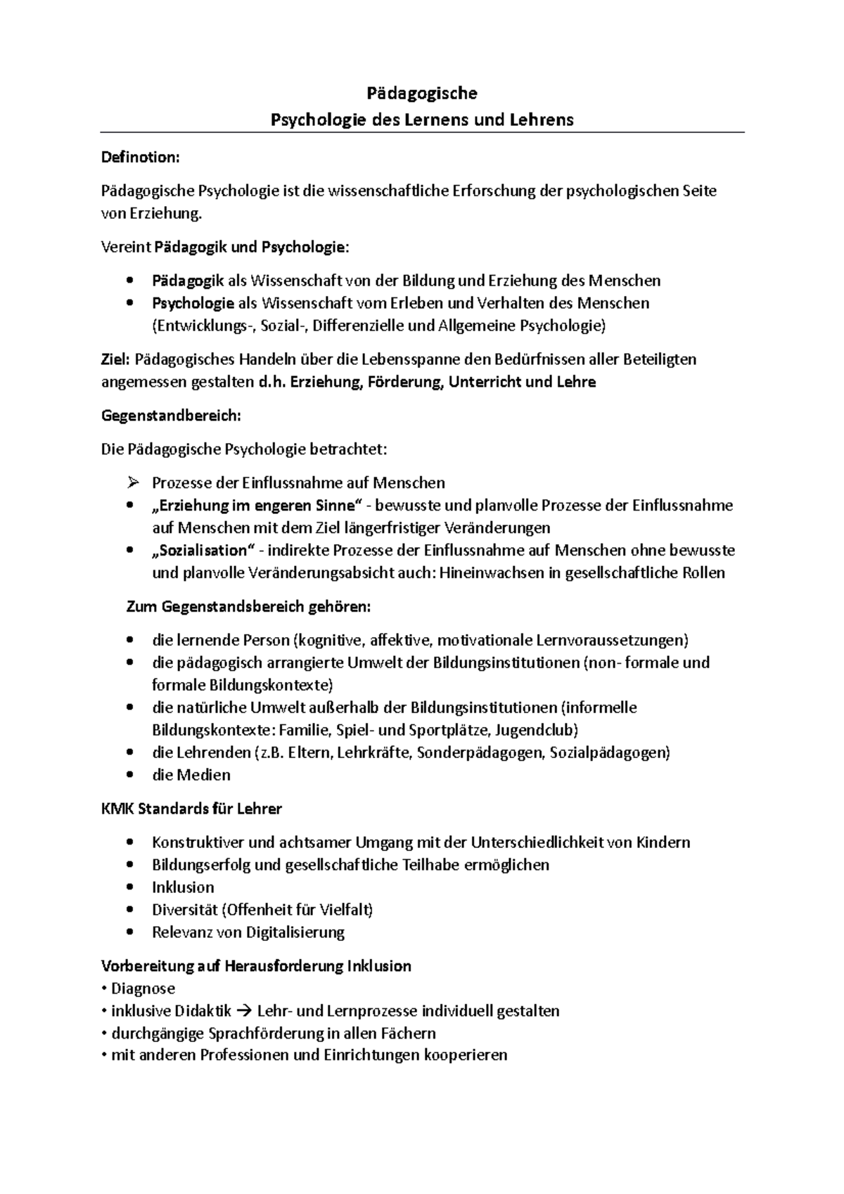 Pädagogische Psychologie - Pädagogische Psychologie des Lernens und ...