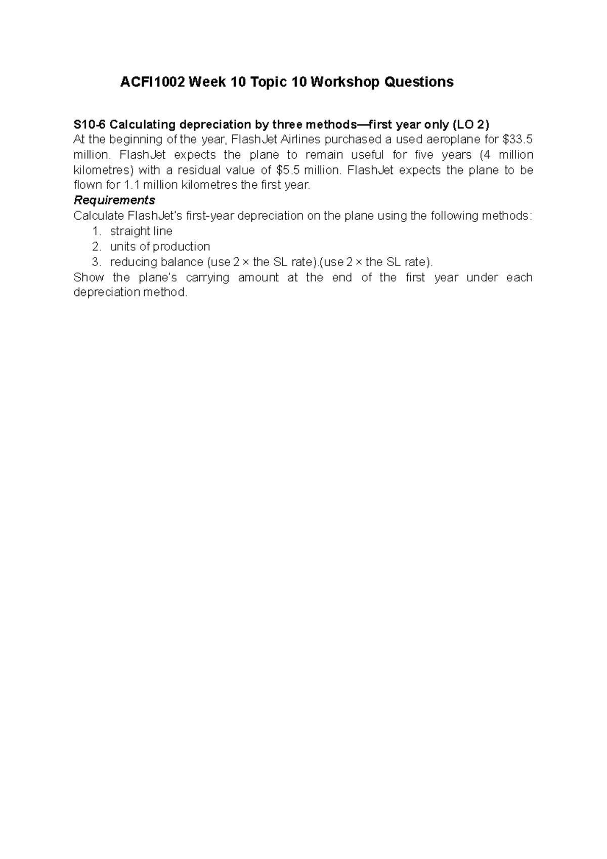 W10 T10 Student Handout - ACFI1002 Week 10 Topic 10 Workshop Questions ...