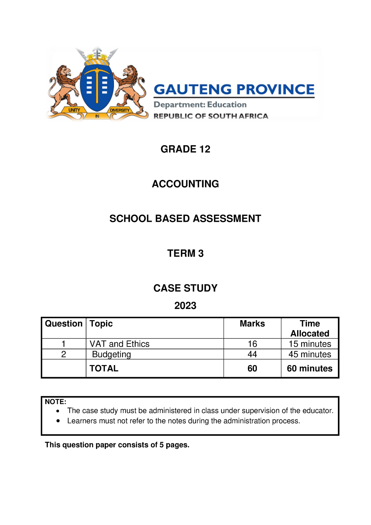 accounting case study term 3 memorandum grade 12