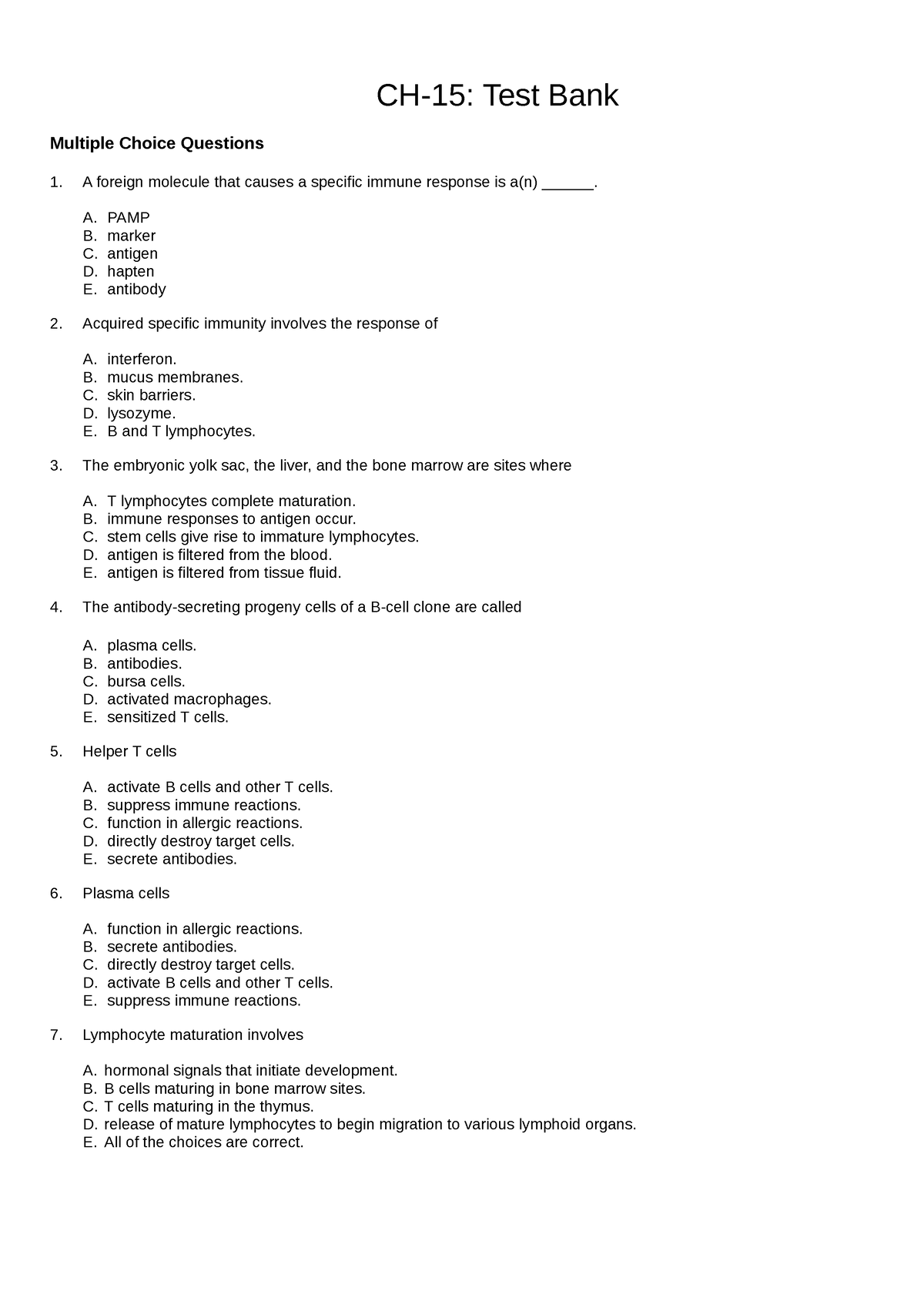 CH 15 Test Bank - Test Bank - CH-15: Test Bank Multiple Choice ...