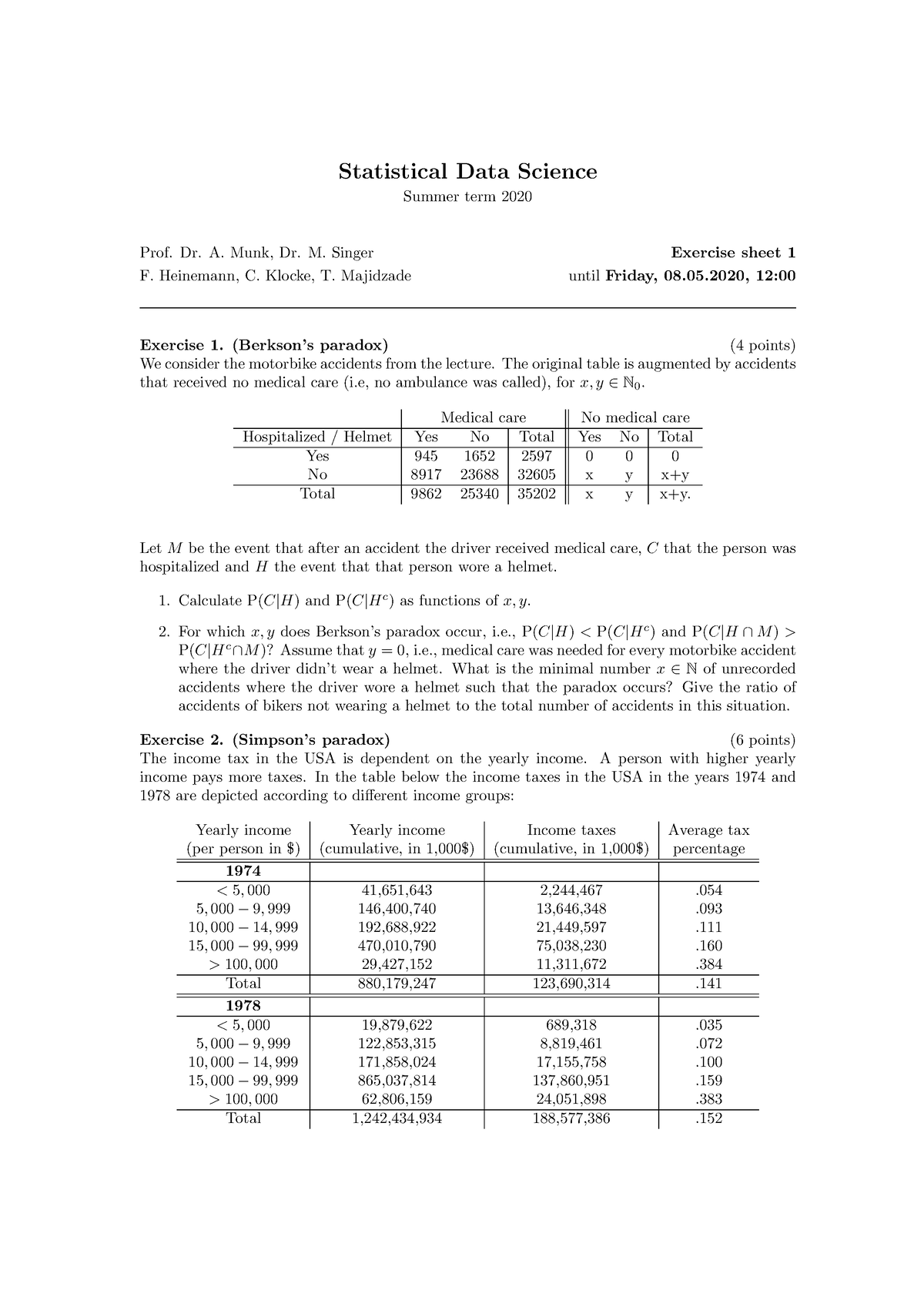 20 SDS 01 - Sommersemester - Statistical Data Science Summer Term 2020 ...