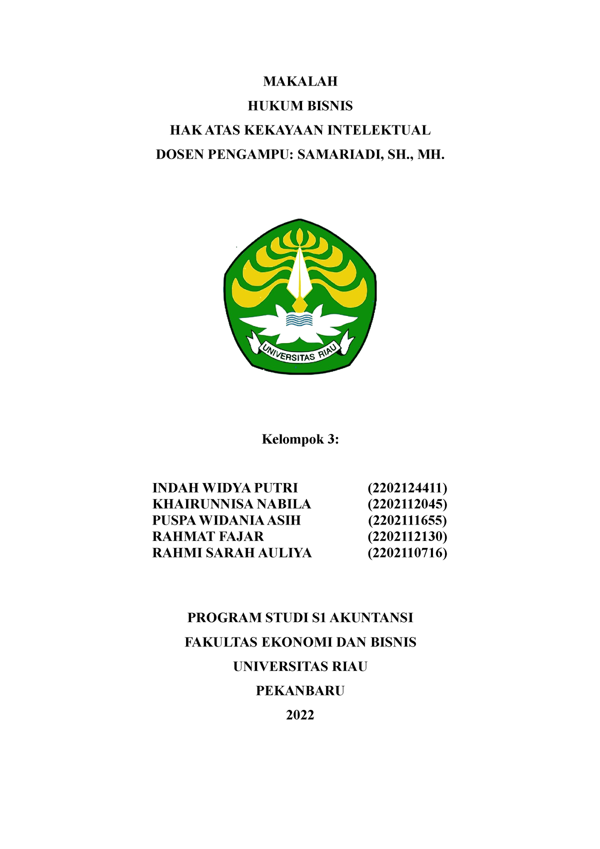 Makalah HAK Kekayaan Intelektual - MAKALAH HUKUM BISNIS HAK ATAS ...