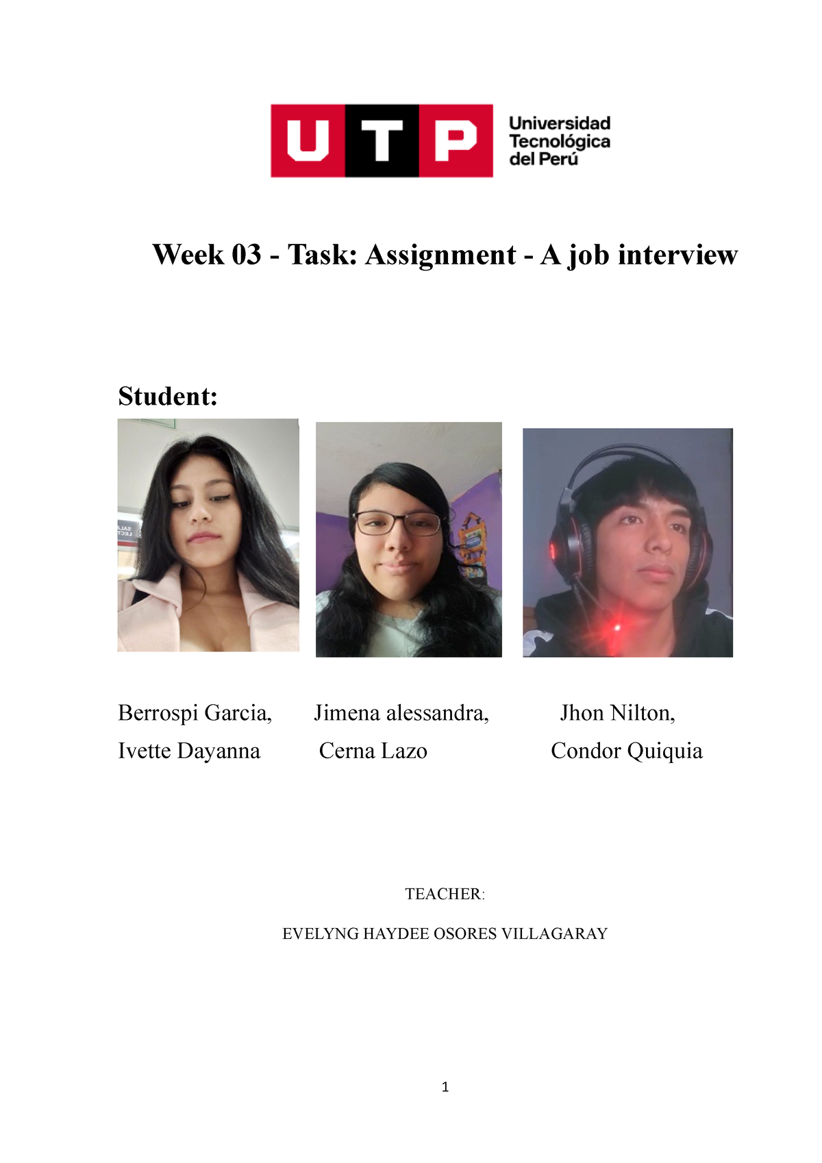 job interview assignment for students