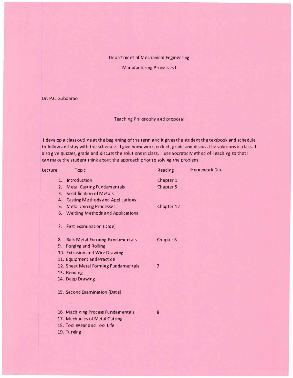 ME 499 - Manufacuturing Processes - Department of Mechanical ...