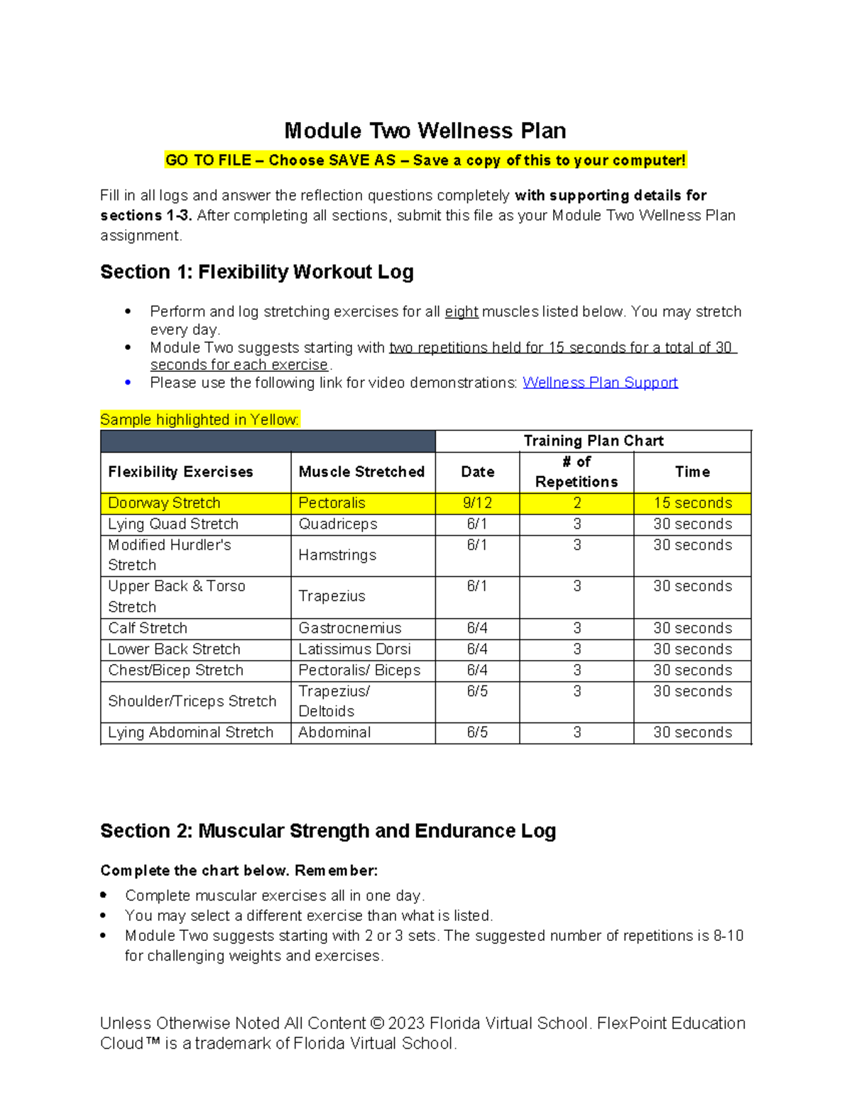 Module two wellness plan - Module Two Wellness Plan GO TO FILE – Choose ...