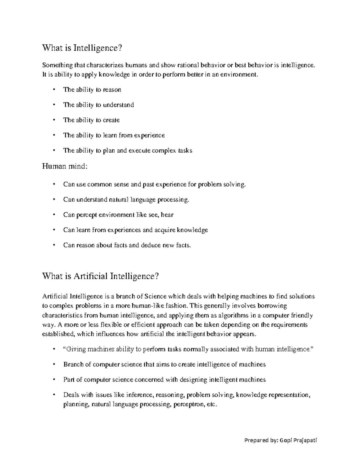 Unit 1 Introduction to AI - What is Intelligence? Something that ...