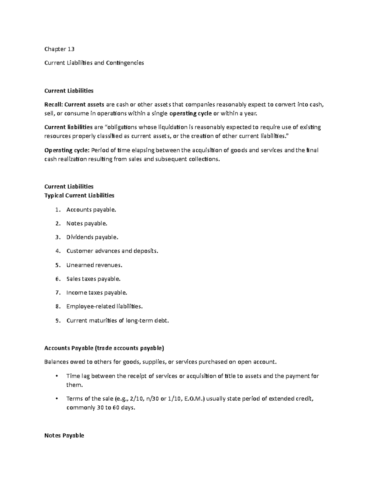 Chapter 13 Lecture Notes 2 - Chapter 13 Current Liabilities And ...