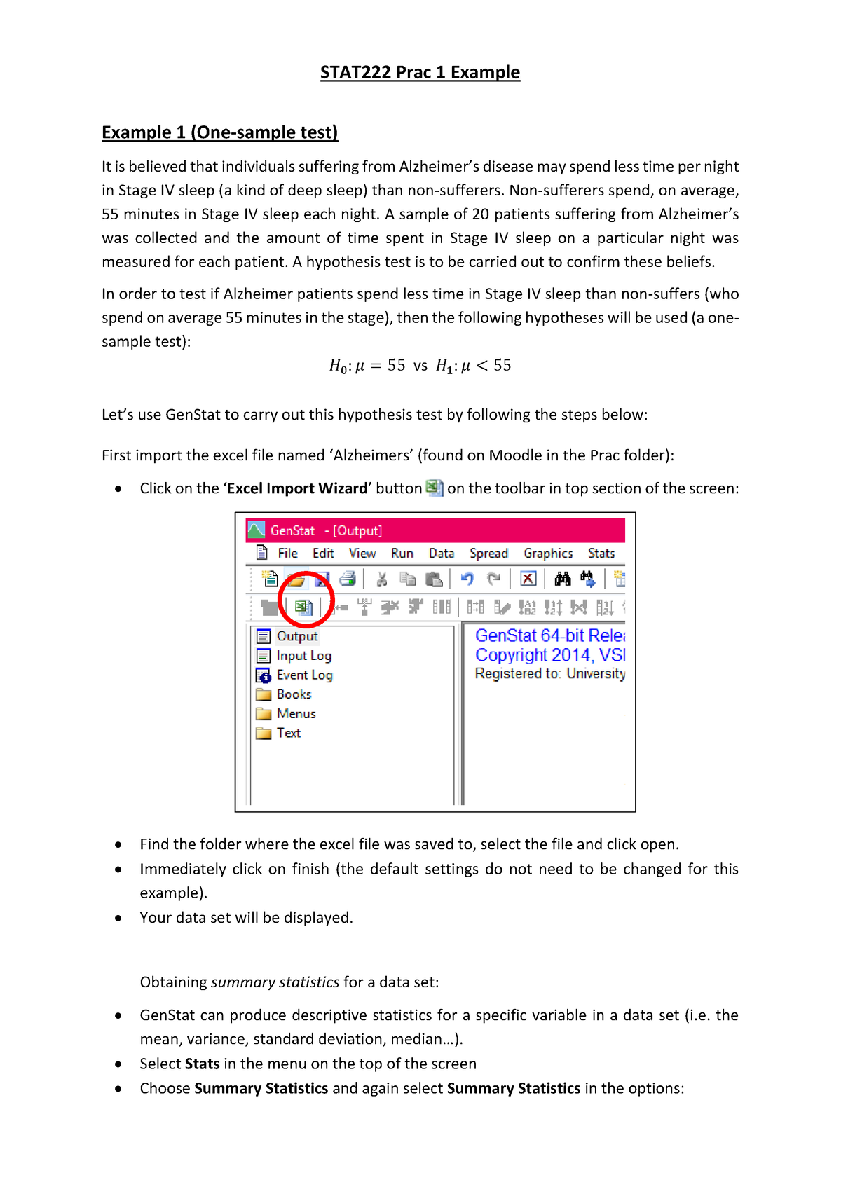 Prac 1 Example-1 22 - poiyutdr - STAT222 Prac 1 Example Example 1 (One ...