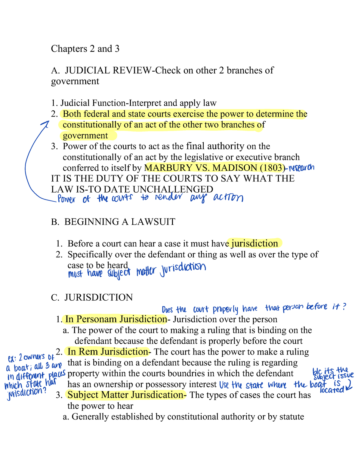 Chapter 2-3 Handout - In-class Lecture Notes - Chapters 2 And 3 A ...