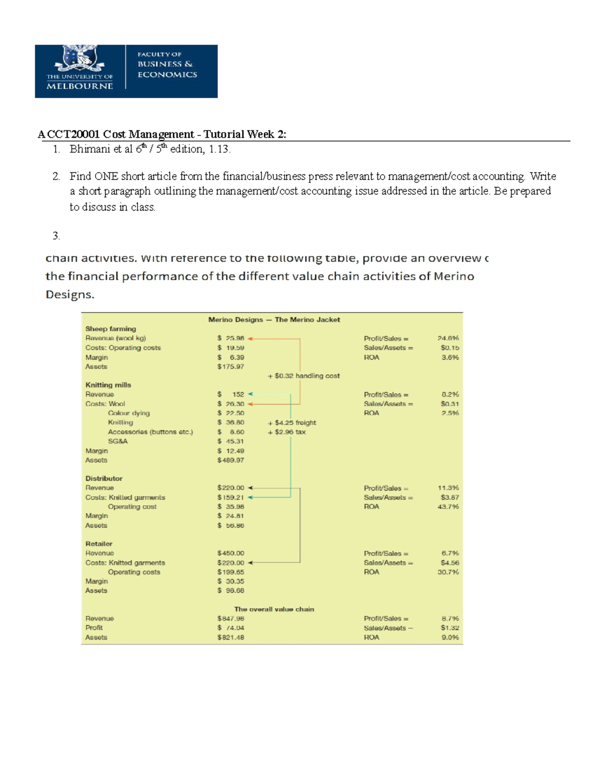 S2 2018 Tutorial 2 Requirements - Cost Management Tutorial Week 2: 1 ...
