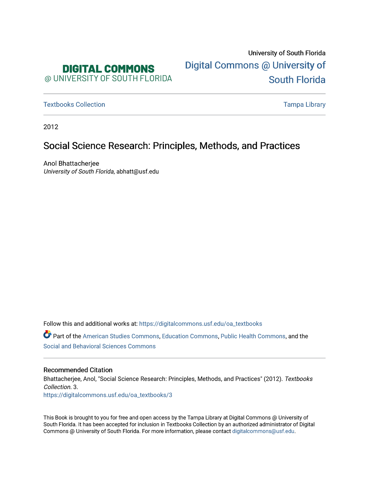 Social Science Research Principles Methods And Practices - University ...