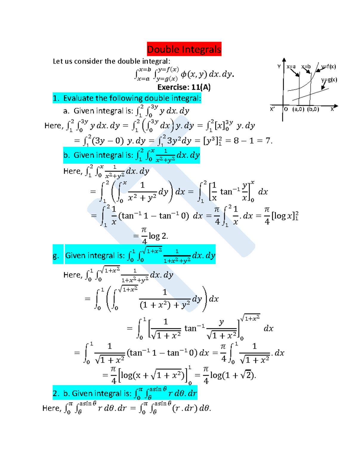6 - Nothing nust want free access - Double Integrals Let us consider ...