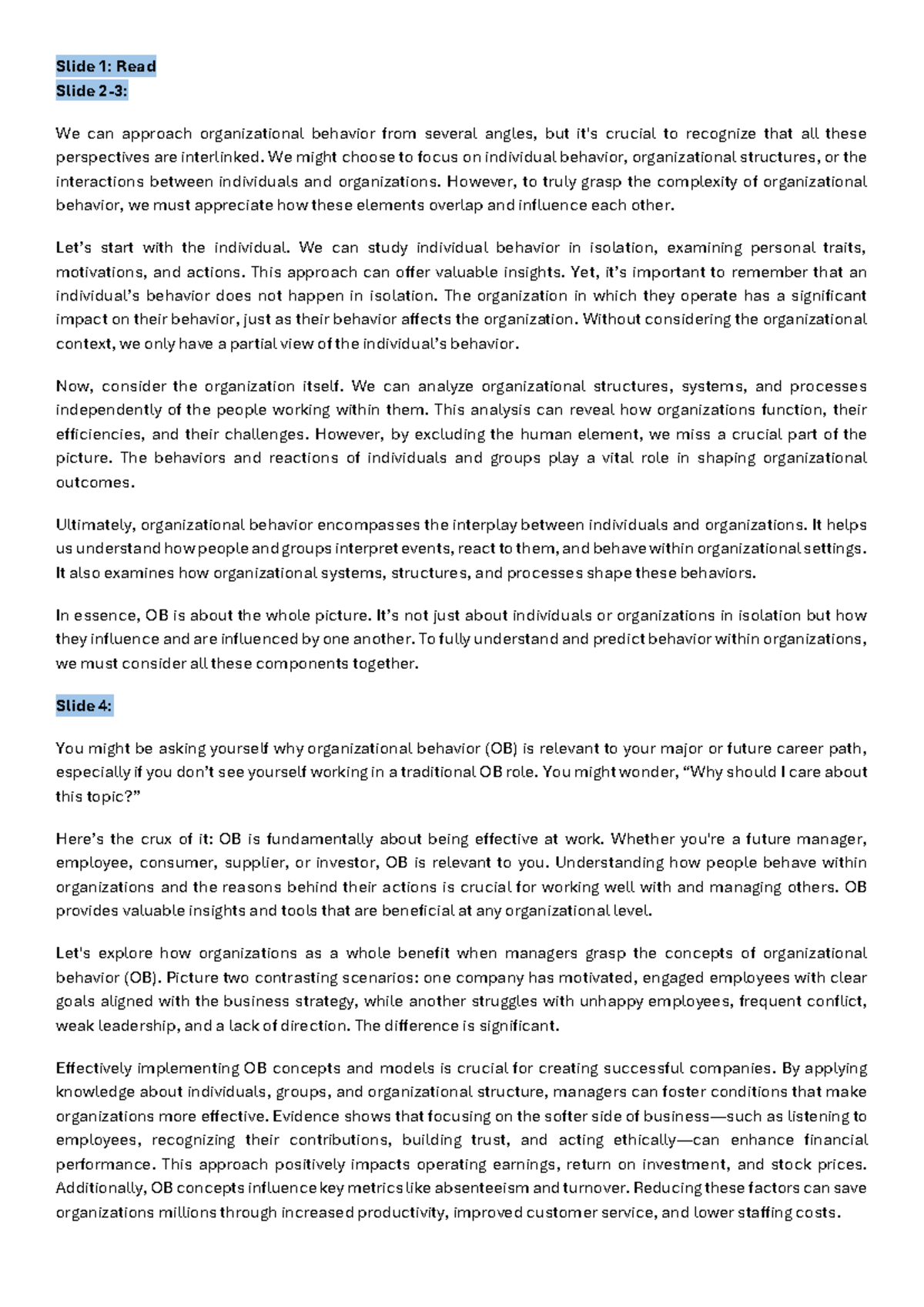 Hbo Chapter 1 Lecture Notes Slide 1 Read Slide 2 3 We Can Approach