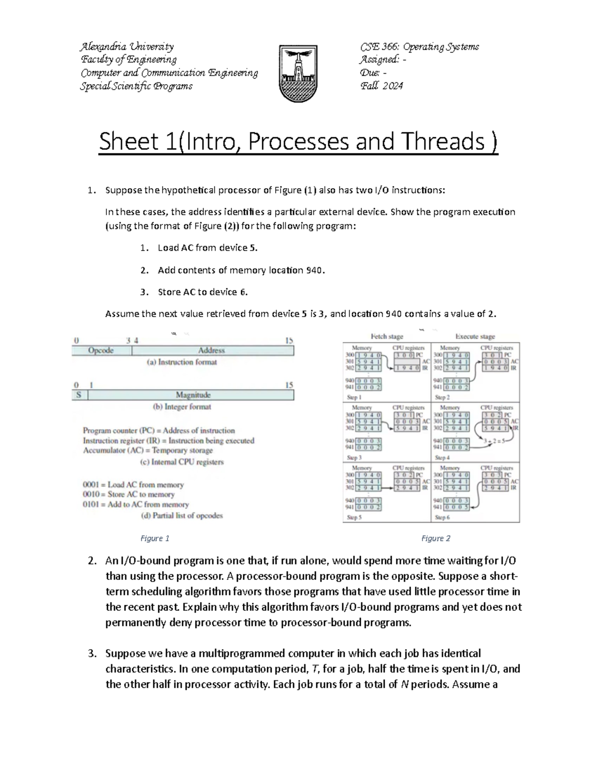 Sheet 1 - Faculty of Engineering Computer and Communication Engineering ...