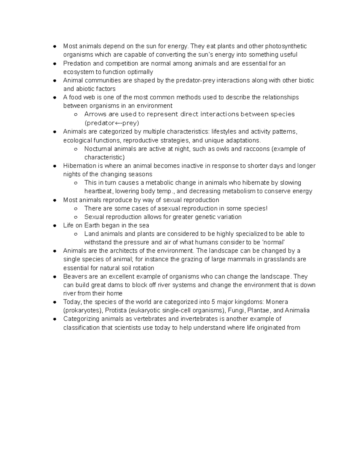 CNH Notes ch 6 Most animals depend on the sun for energy. They eat