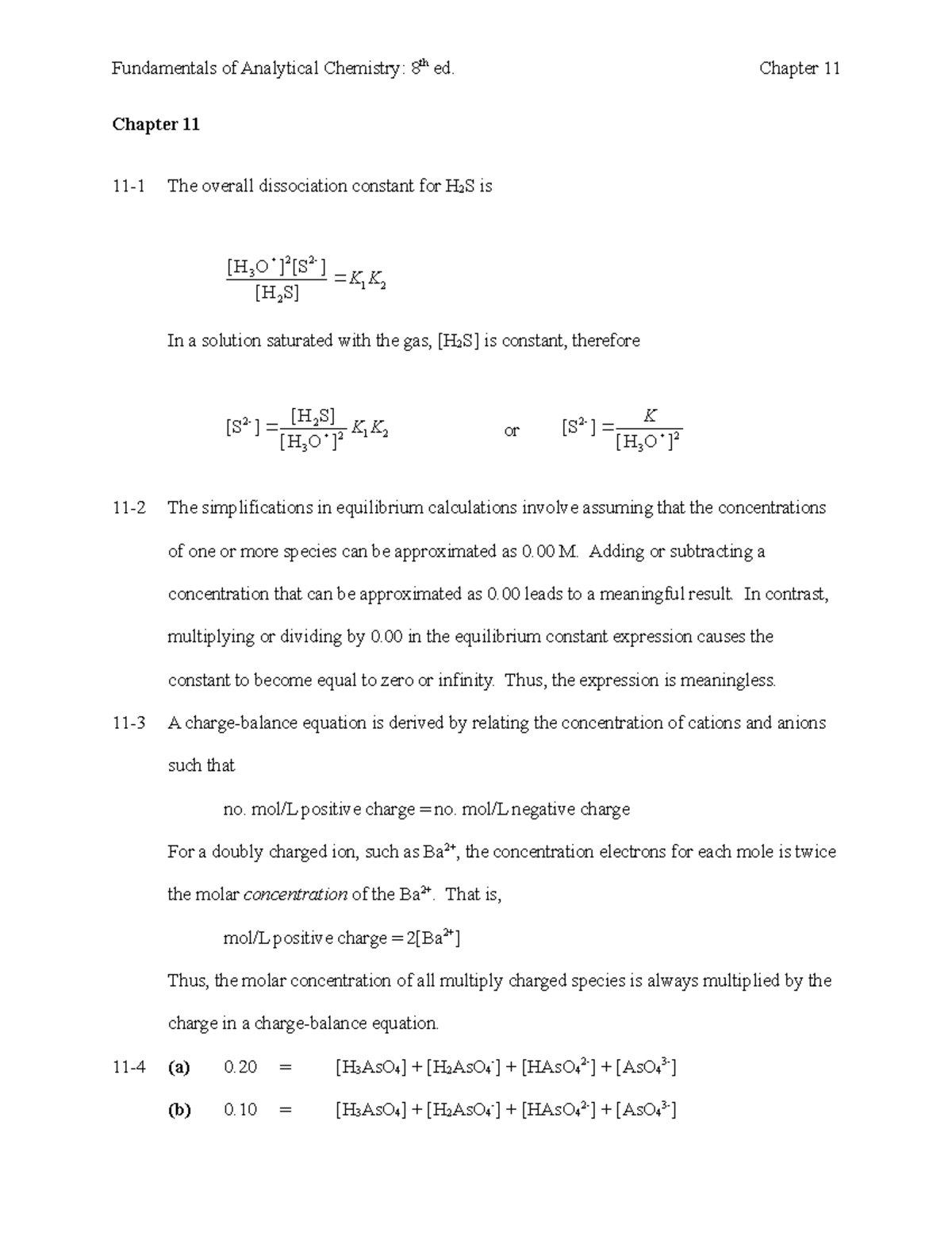 0030355230 16933 Chapter 11 - Chapter 11 11-1 The overall dissociation ...