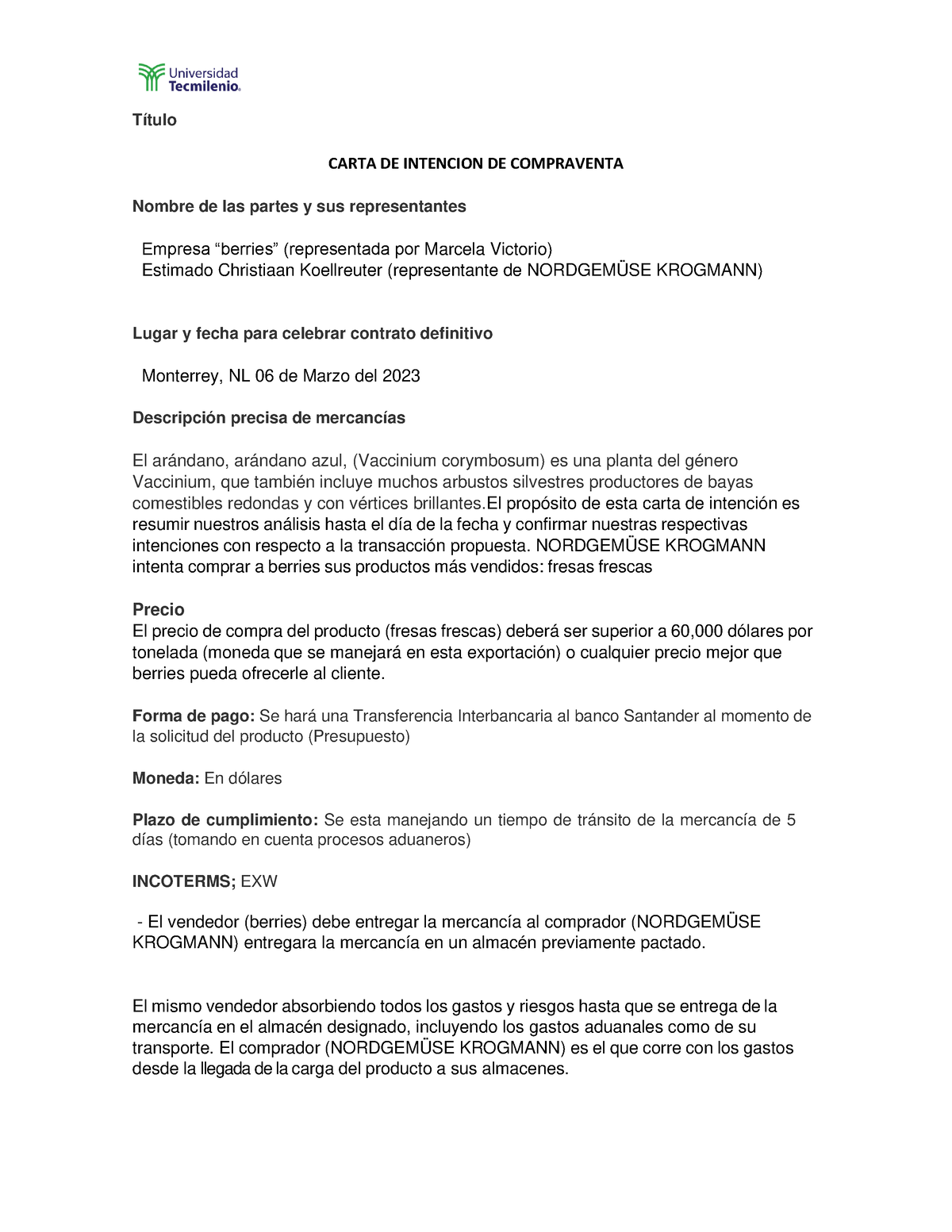 Carta De Intencion De Compraventa Título Carta De Intencion De Compraventa Nombre De Las 9202