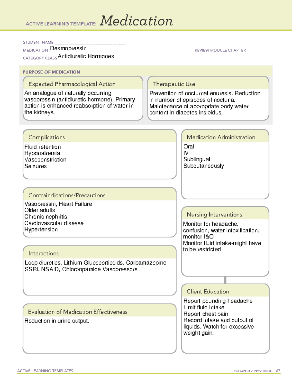 Des - pharmacology - ACTIVE LEARNING TEMPLATES TherapeuTic procedure A ...