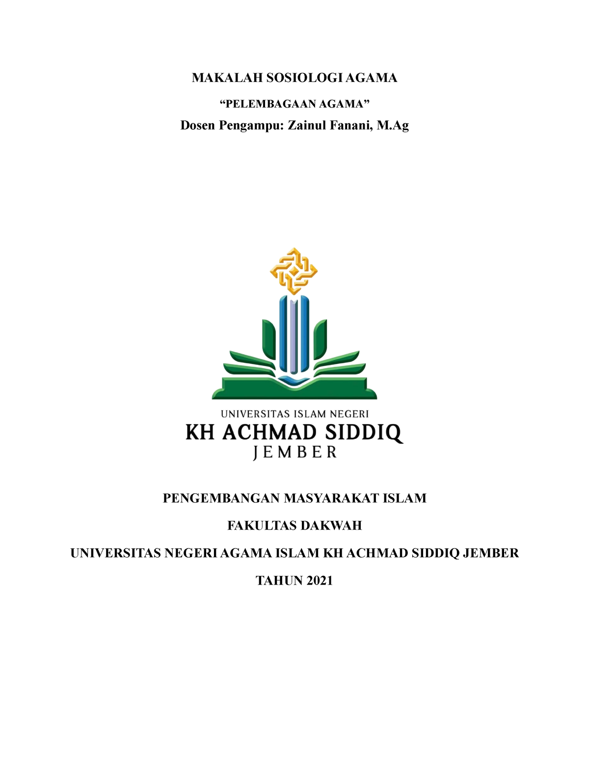 Kelompok 6 Sosagama Kelembagaan Agama Revisi - MAKALAH SOSIOLOGI AGAMA ...