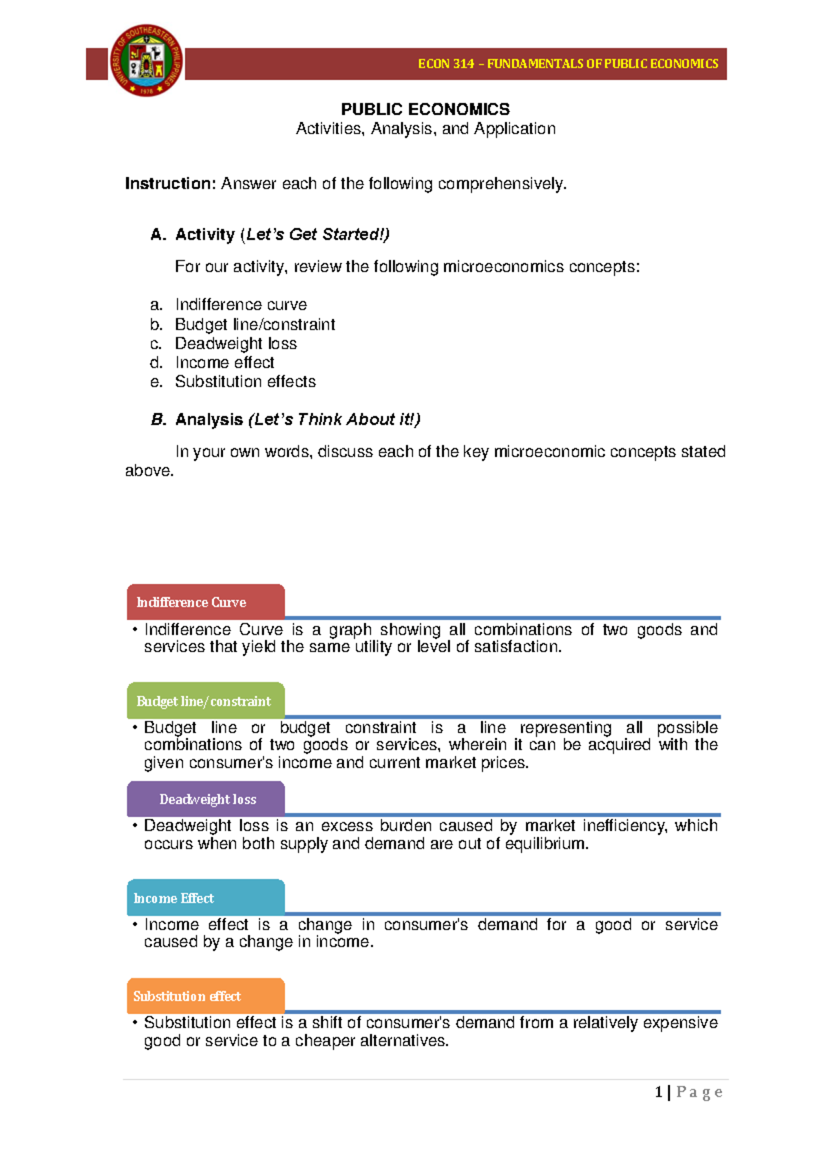 How Taxes affect Efficiency - ECON 314 – FUNDAMENTALS OF PUBLIC ...