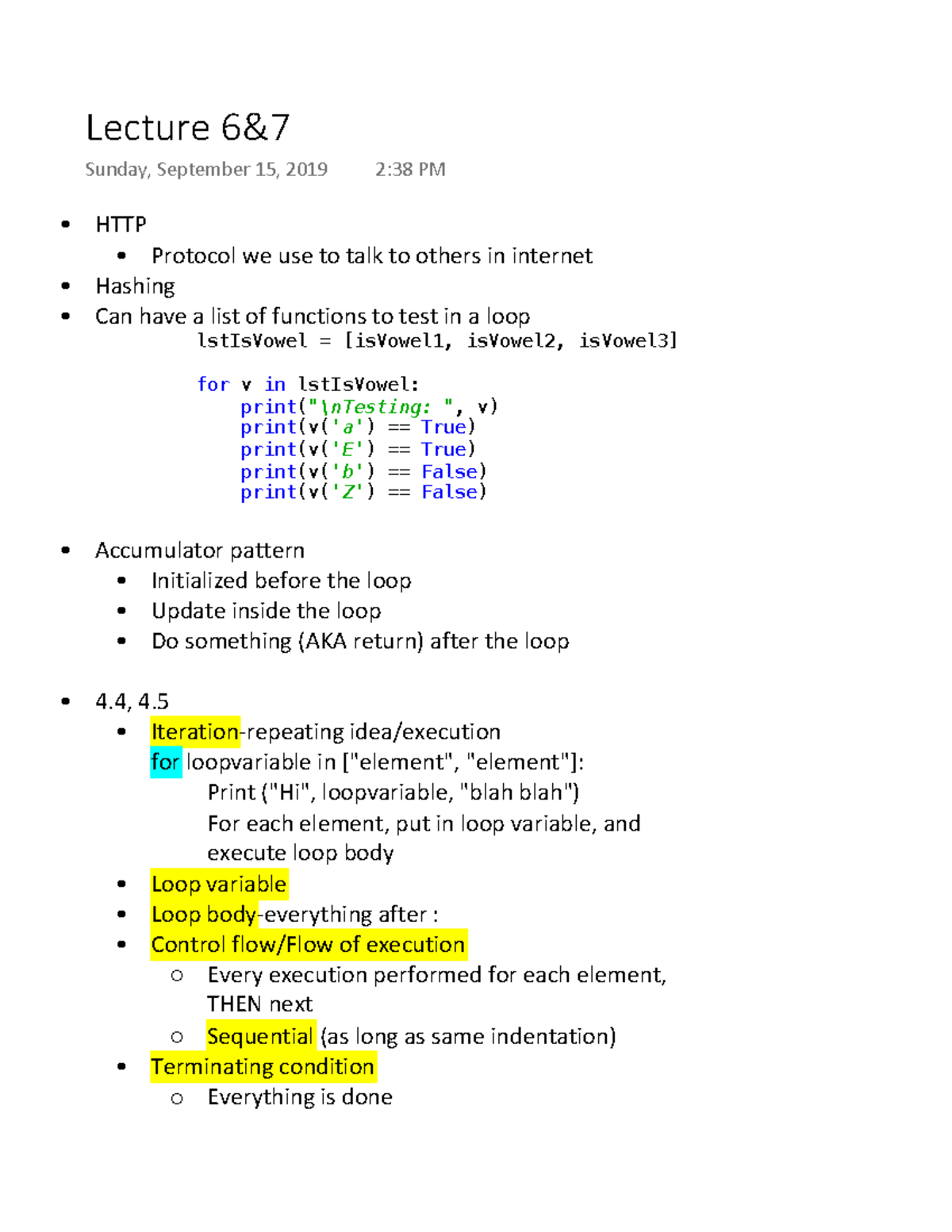 Lecture 6&7 Notes - HTTP Protocol we use to talk to others in internet ...