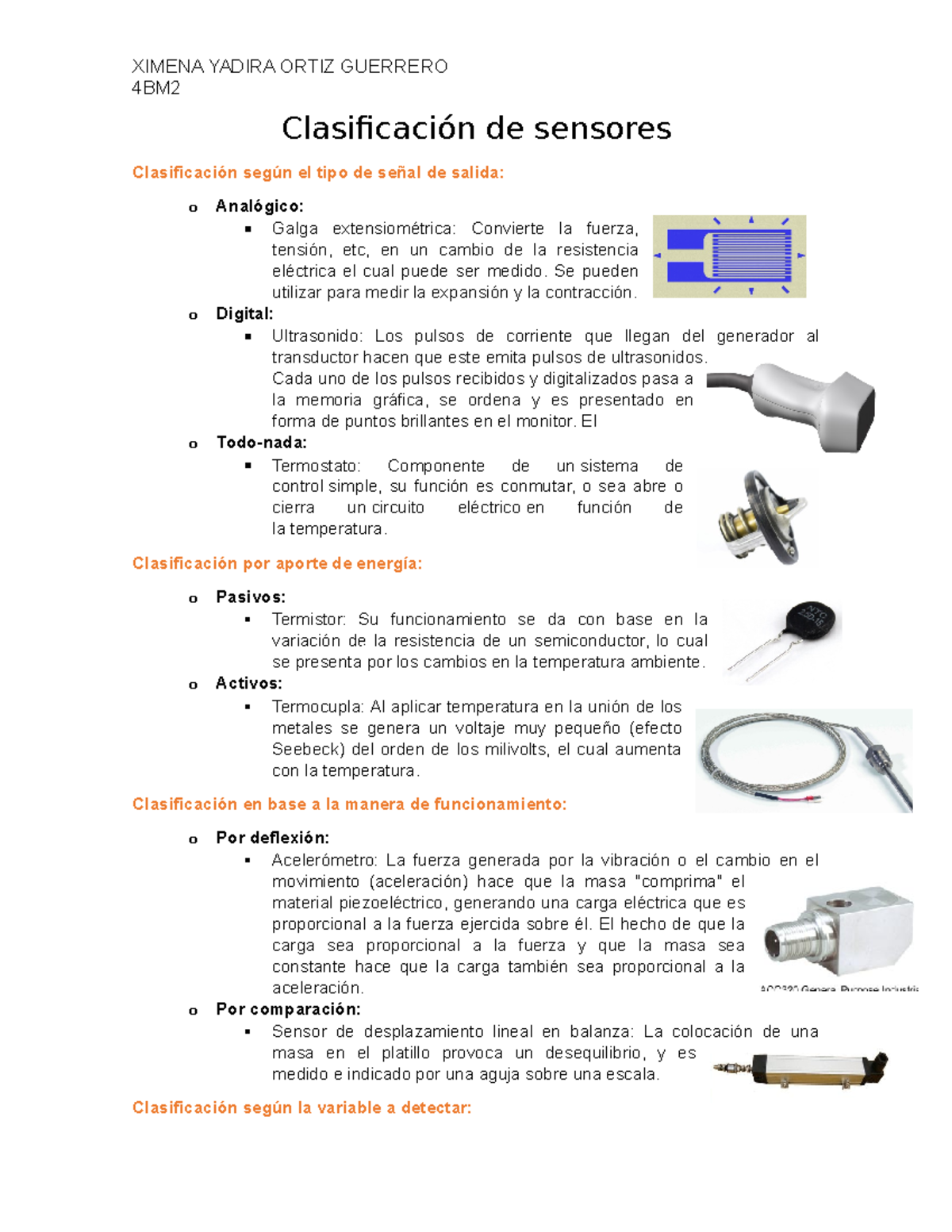 Clasificación De Sensores Para Bioprocesos 4bm Clasificación De Sensores Clasificación Según 0198