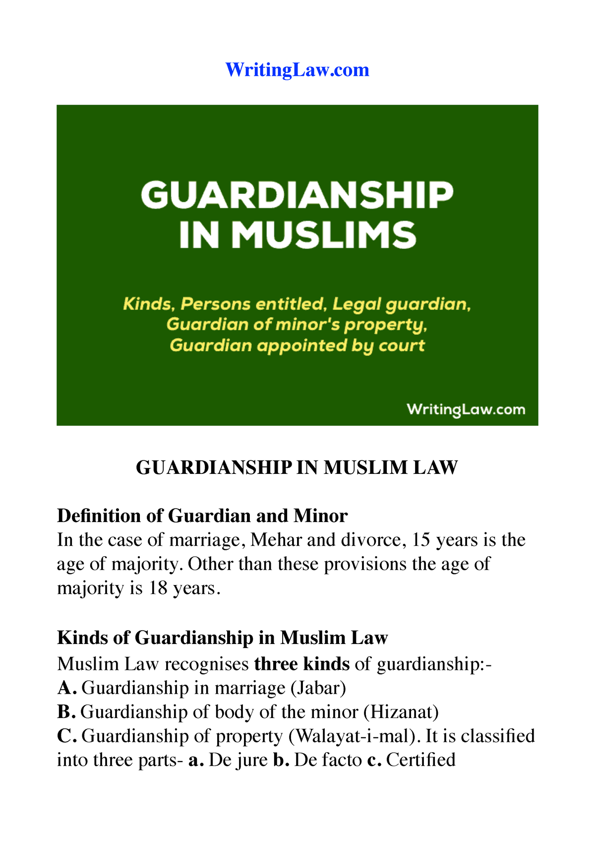 guardianship under muslim law research paper