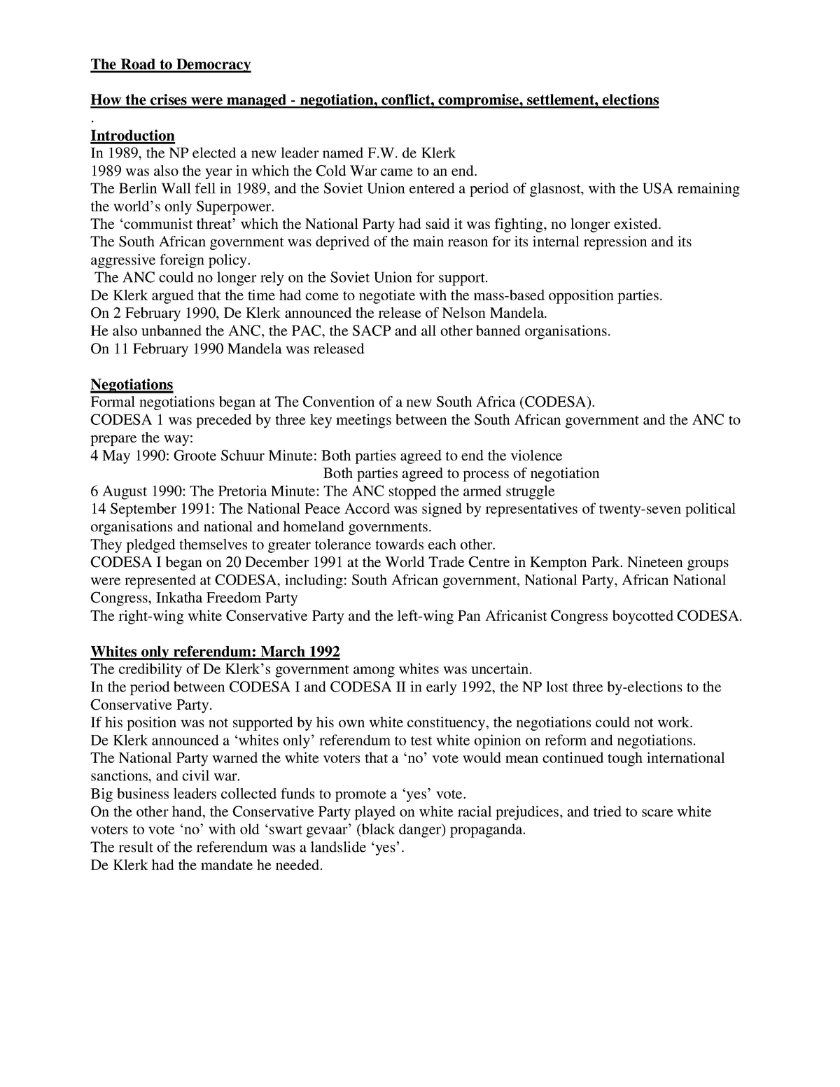 road to democracy essay memorandum grade 12