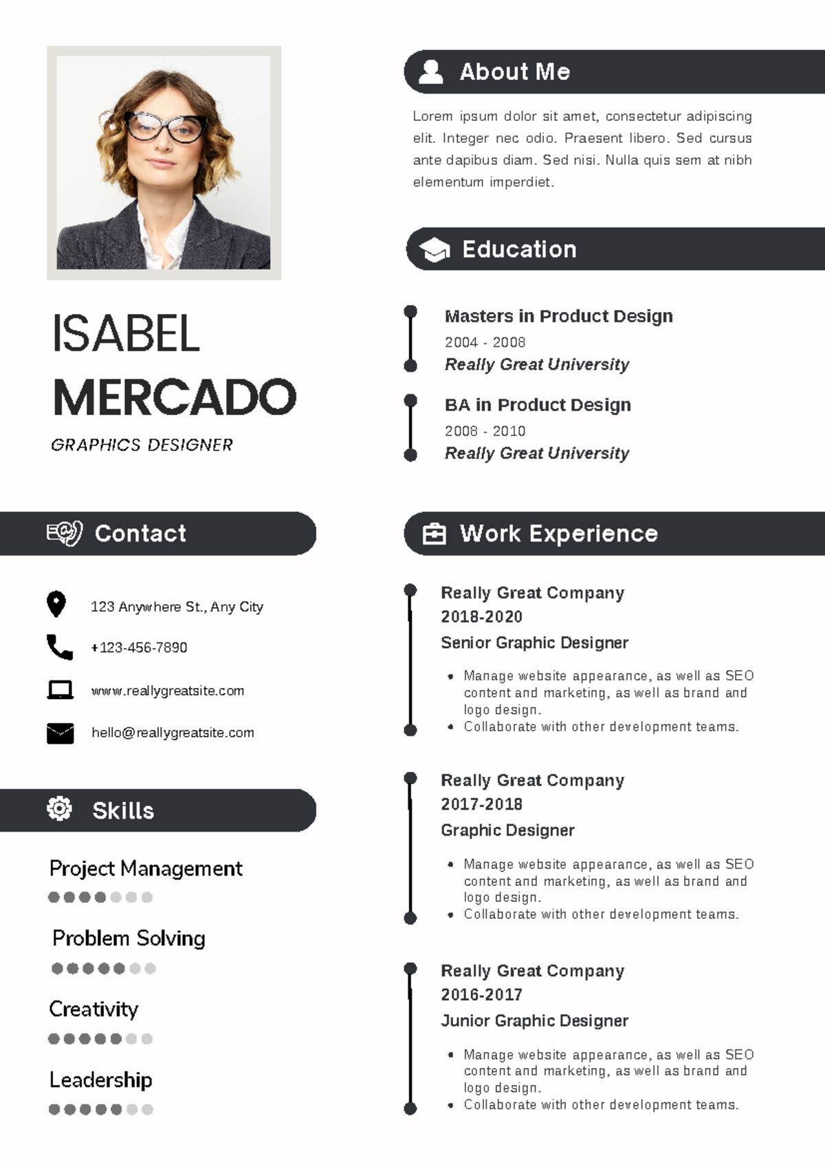 Black & White Minimalistic Professional Resume - Lorem ipsum dolor sit ...