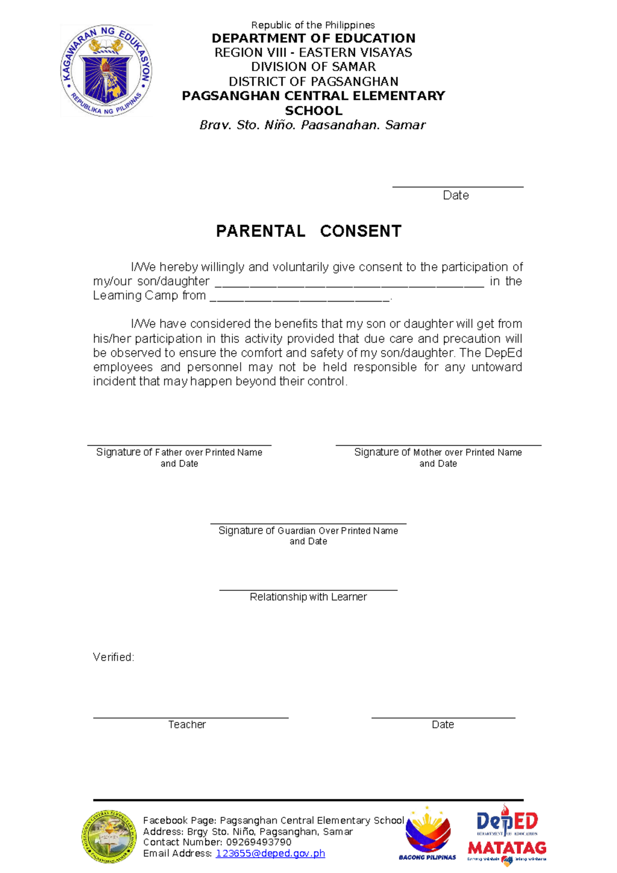 NLC Parents-Consent - Parents consent needed for nlc - Republic of the ...