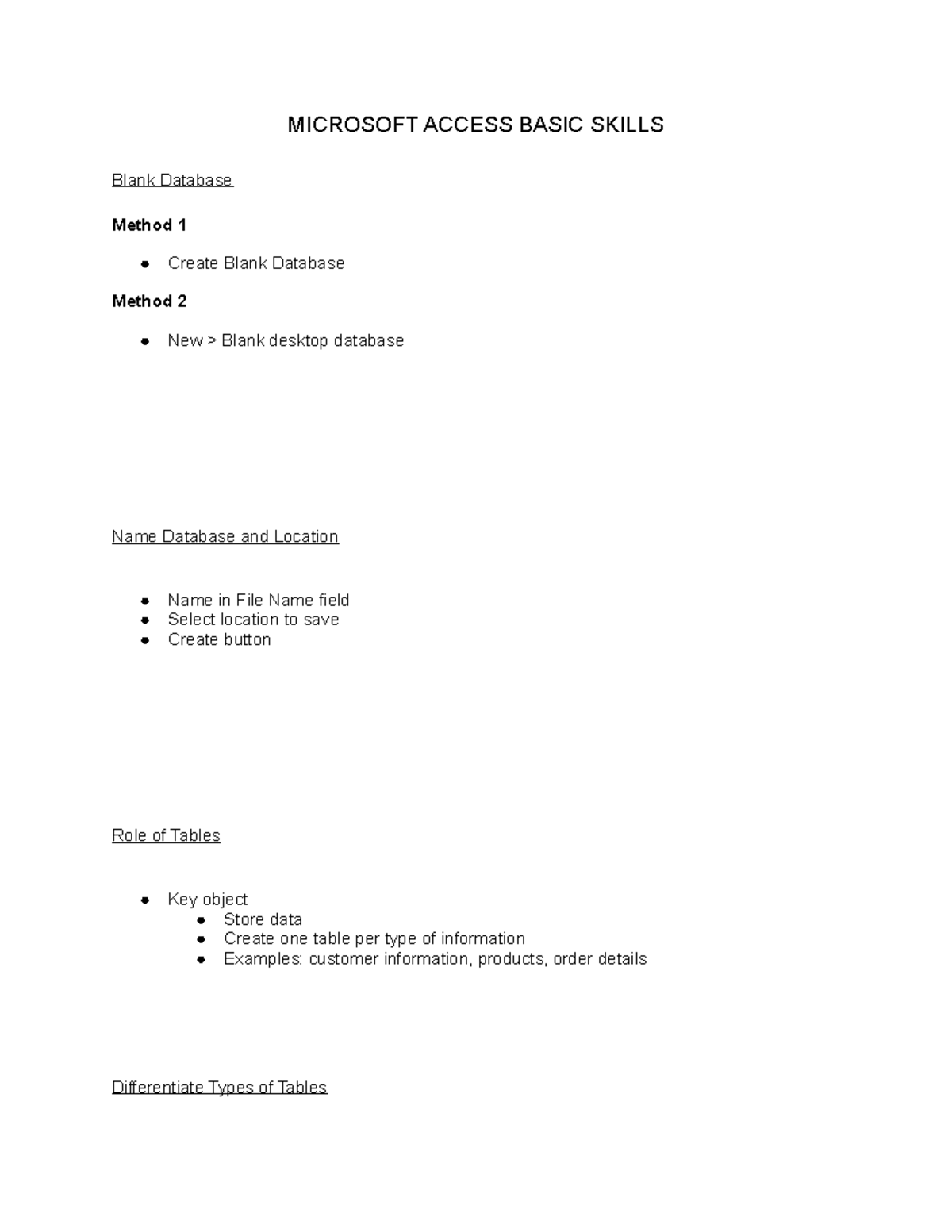 Computer Applications Notes 23 Microsoft Access Basic Skills Part 1 ...