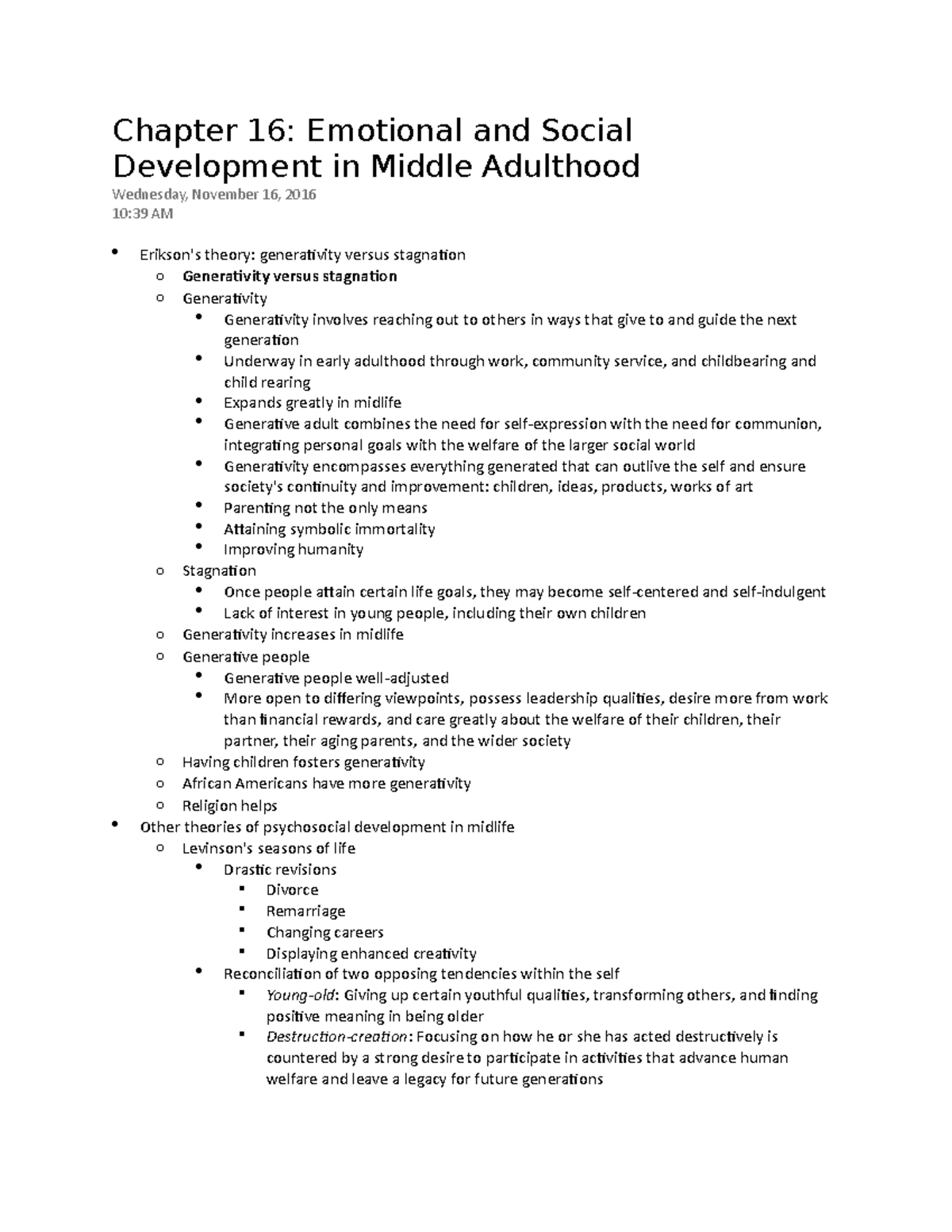 Developmental Psychology Chapter 16 Notes - Chapter 16: Emotional and ...