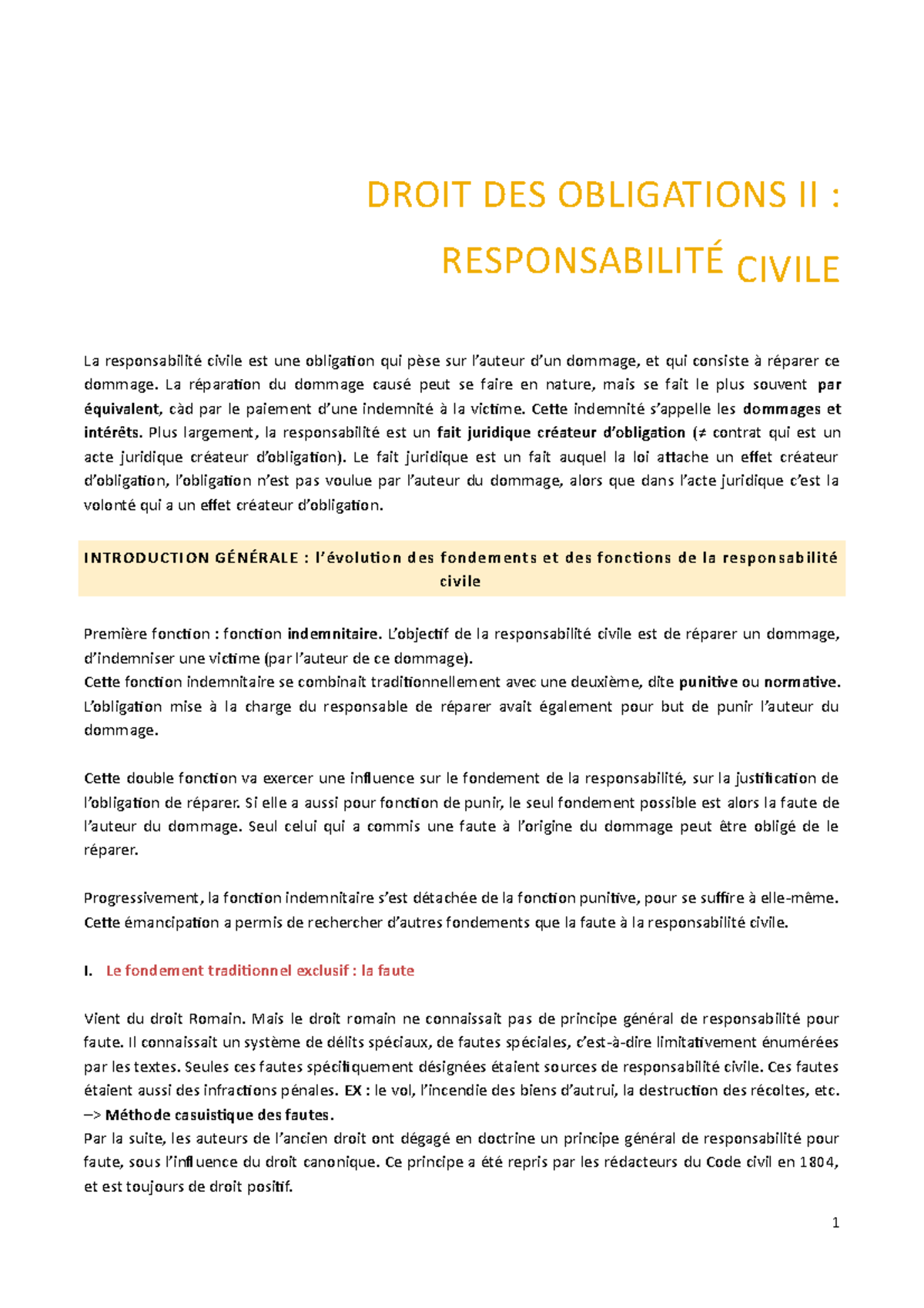 Responsabilité Civile - DROIT DES OBLIGATIONS II : RESPONSABILITÉ ...