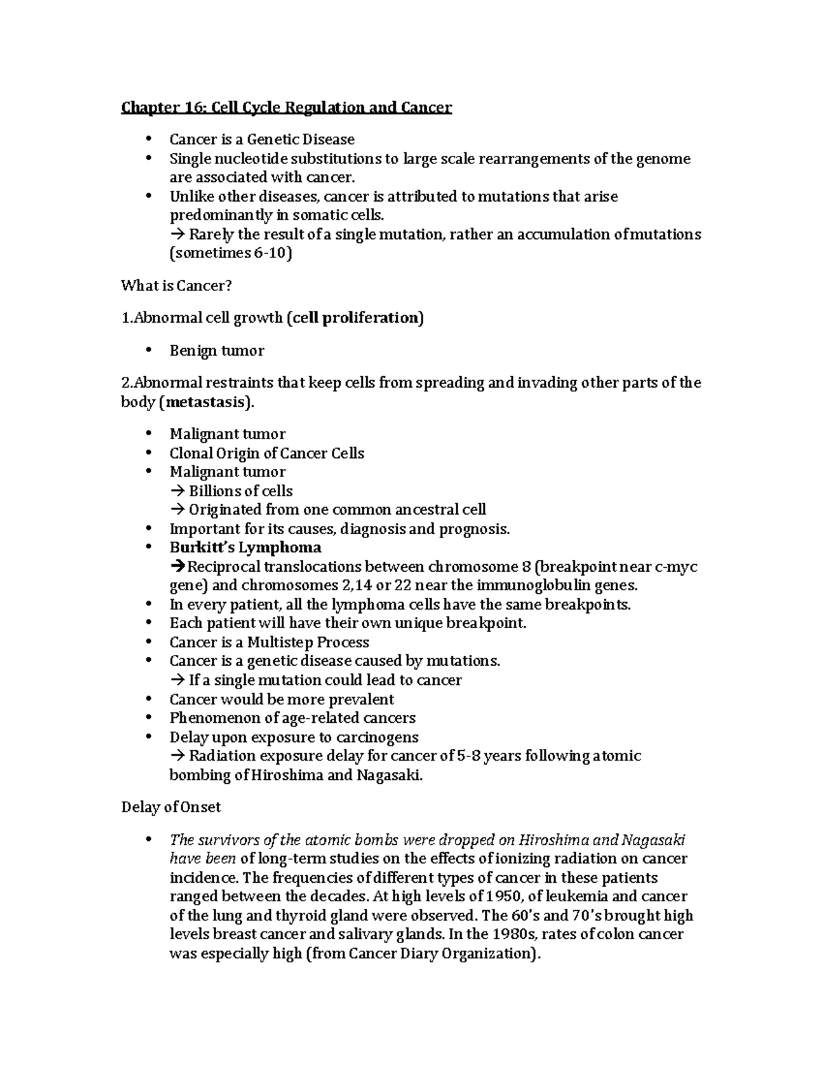 Chapter 16 - lecture notes - Chapter 16: Cell Cycle Regulation and ...