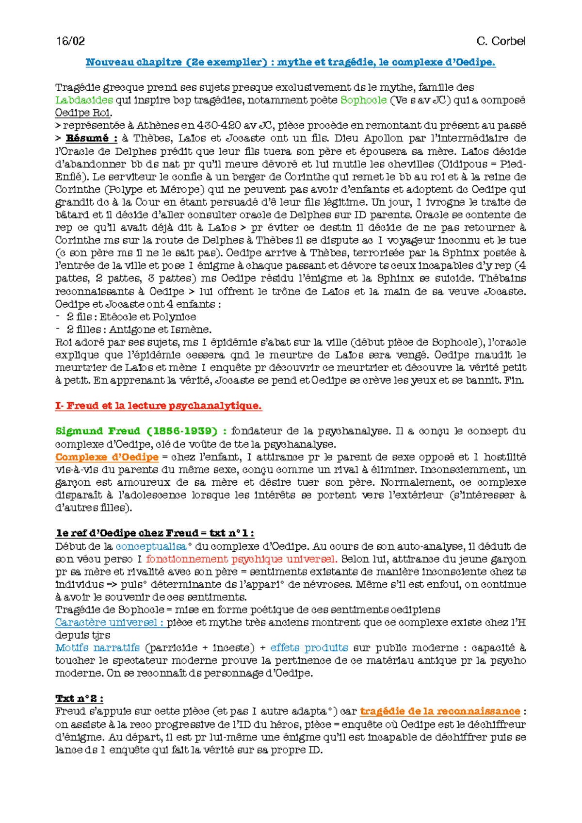 CM4 - CM n°4 - Nouveau chapitre (2e exemplier) : mythe et tragédie, le ...