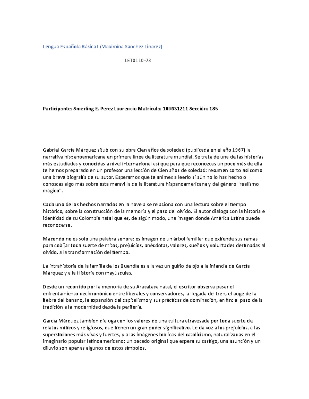 Reseña letra - practica - Letras 011-12 - UASD - Studocu