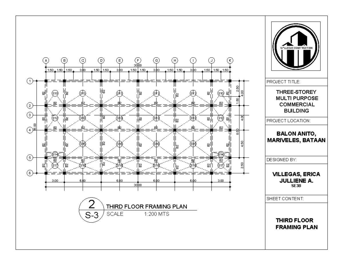 3RD- Framing - A B D F H C E G 30. 6. 6. 6. 6. ####### 3. ####### 3. 3 ...
