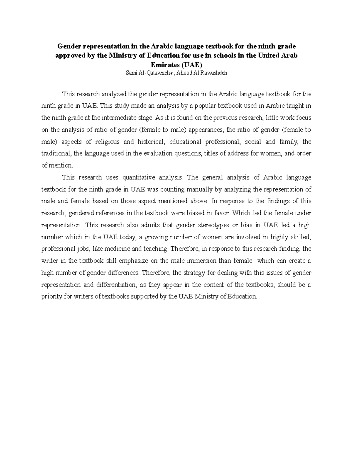 Article Summary 7 - Gender representation in the Arabic language ...