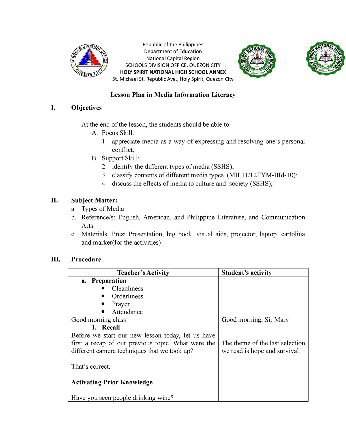 430397133 Lesson Plan Types of Media - Republic of the Philippines ...