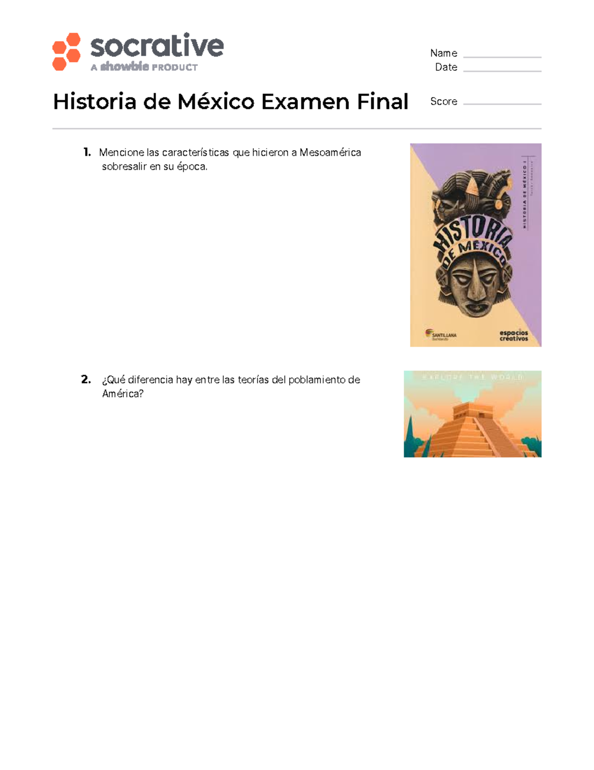 Quiz Historia+de+M%C3%A9xico+Examen+Final - Name Date Historia de ...