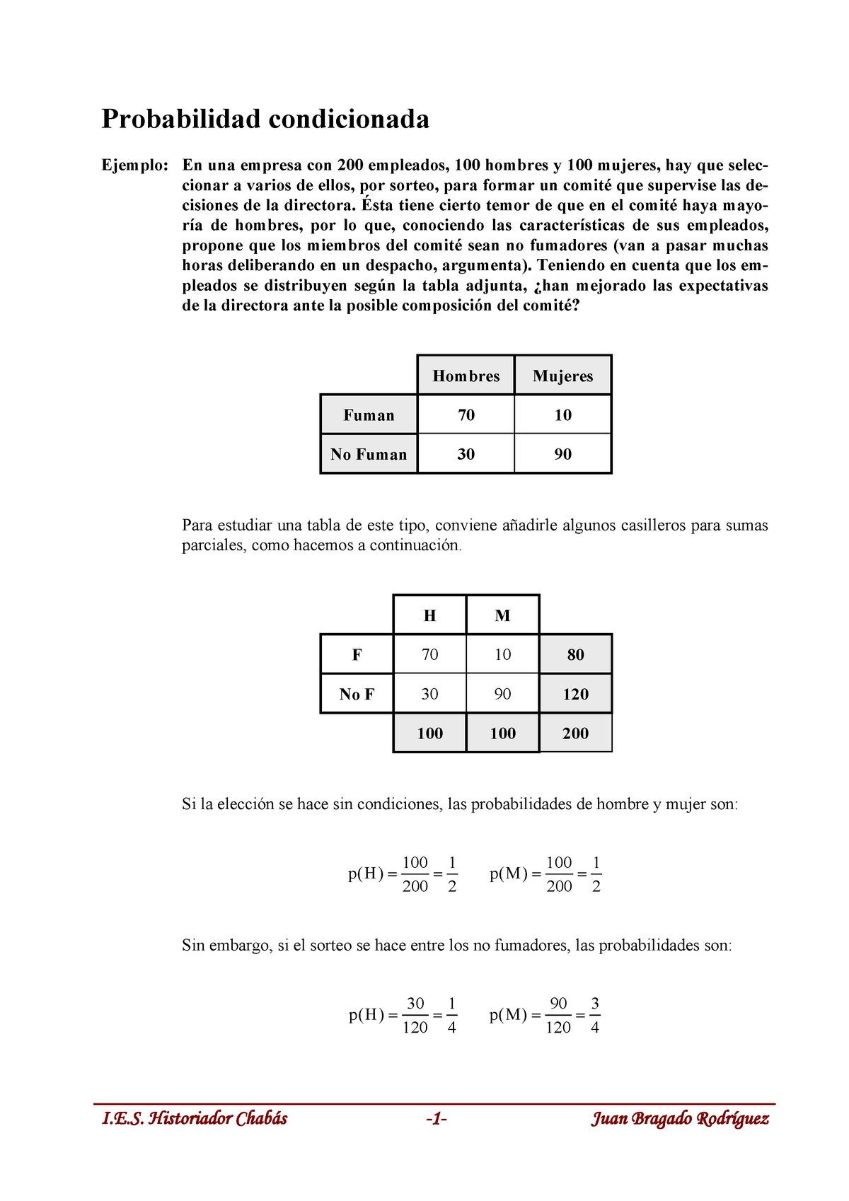 Probabilidad Condicional Ejercicios