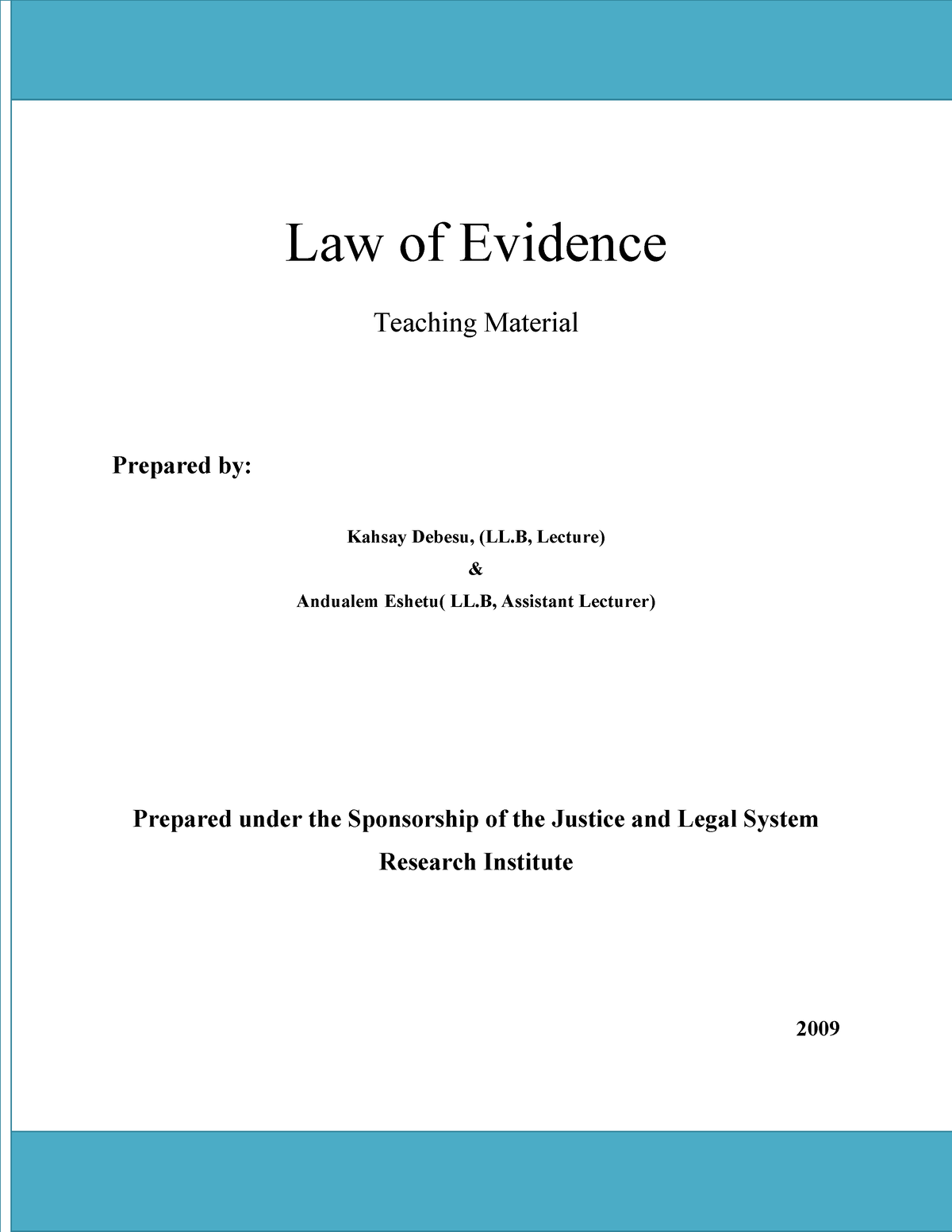 research topics on law of evidence