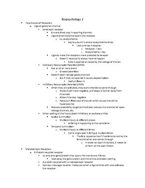 Biopsychology 1 - Lecture Notes Unit 1 - Biopsychology 1 What Is ...