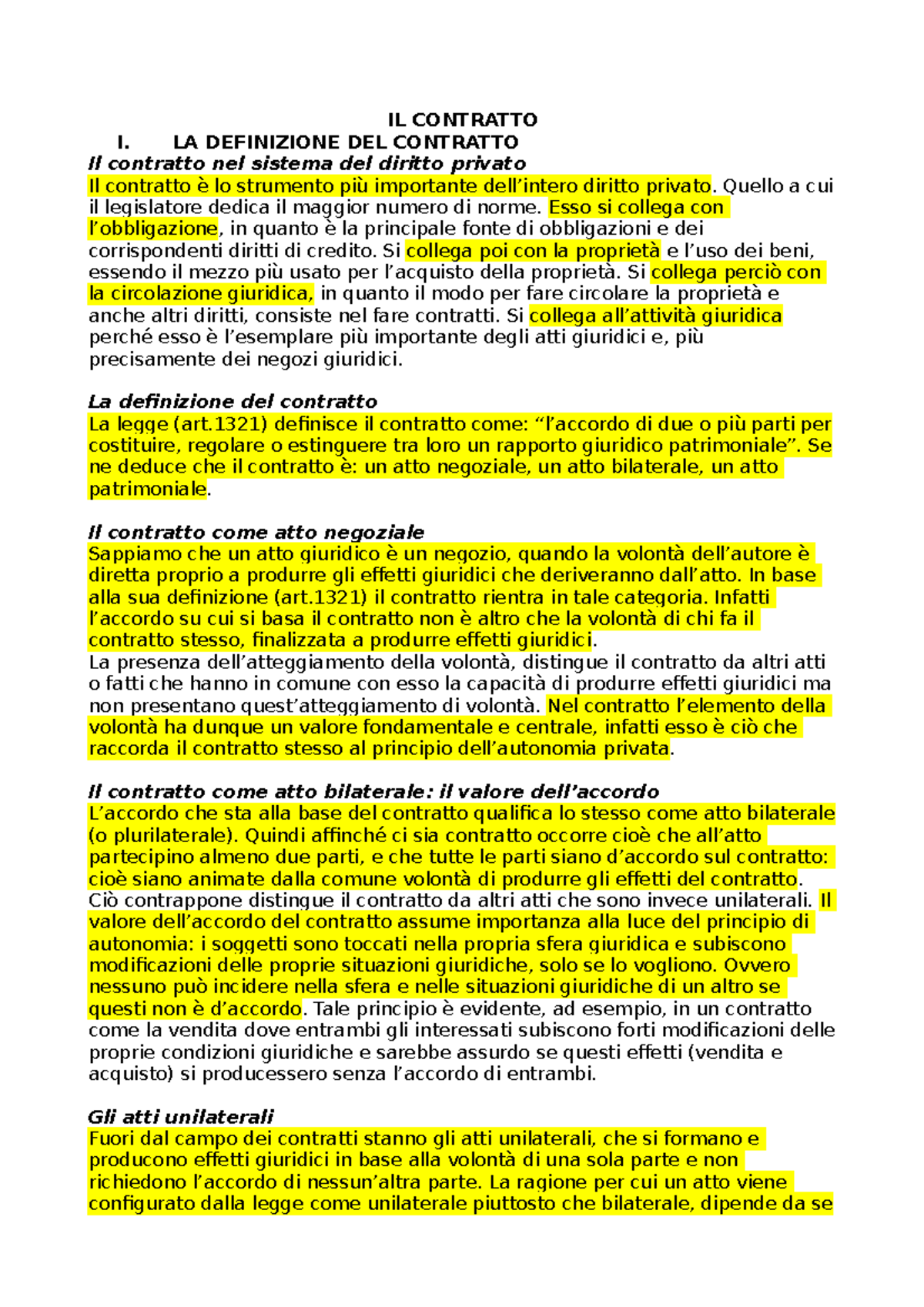 IL Contratto - Diritto Privato. Linee Essenziali - IL CONTRATTO I. LA ...