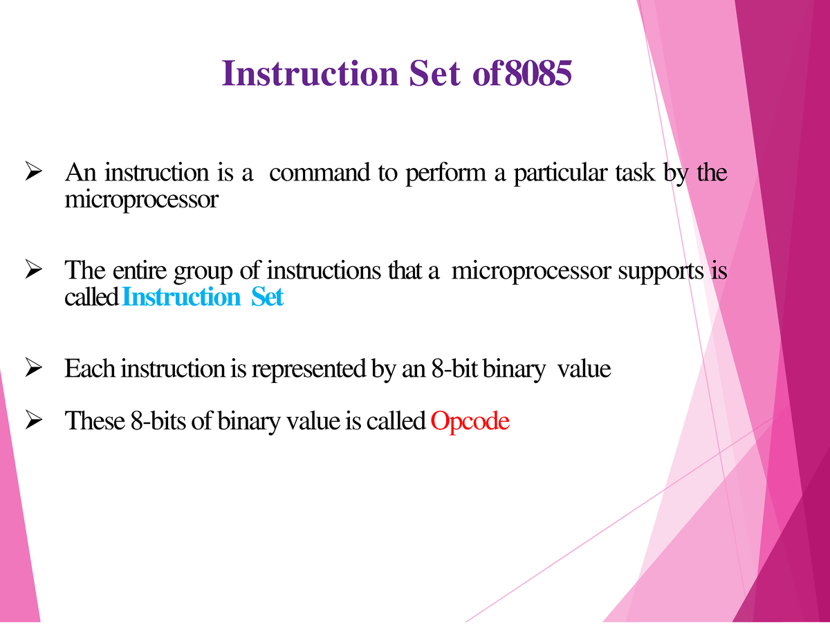 2.8085 Instruction Set Of 8085 - Instruction Set Of An Instruction Is A ...