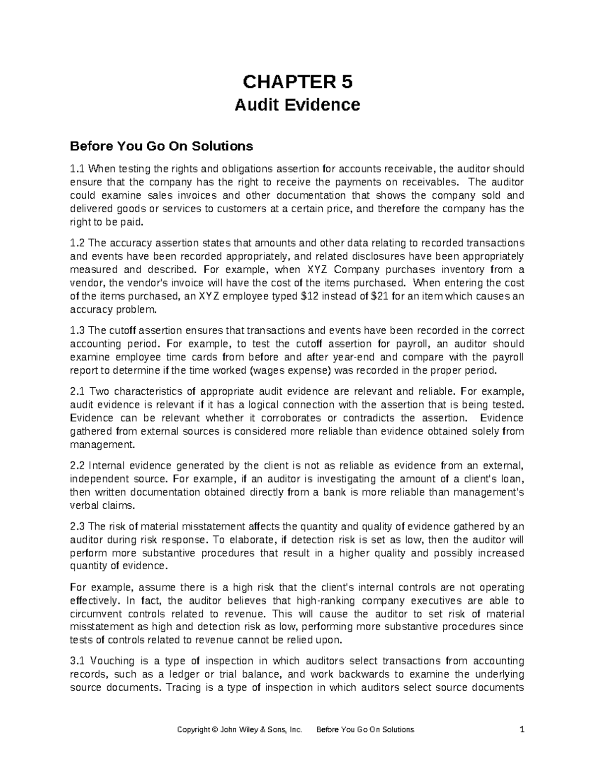 Johnson Ch05 BYGO - Slides for lecture - CHAPTER 5 Audit Evidence ...