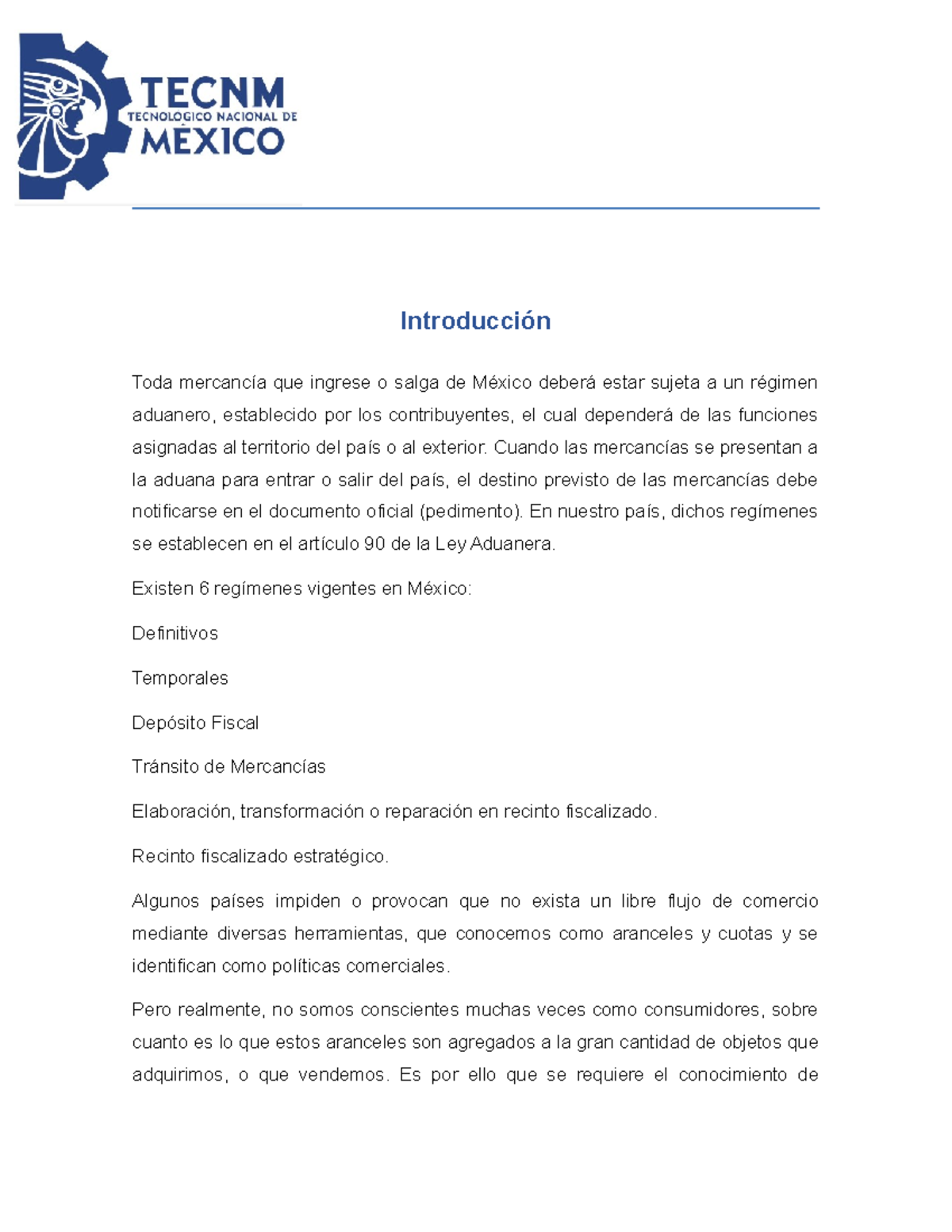 Unidad 2. Teoria De Los Aranceles. Act Regimen Arancelario De México ...