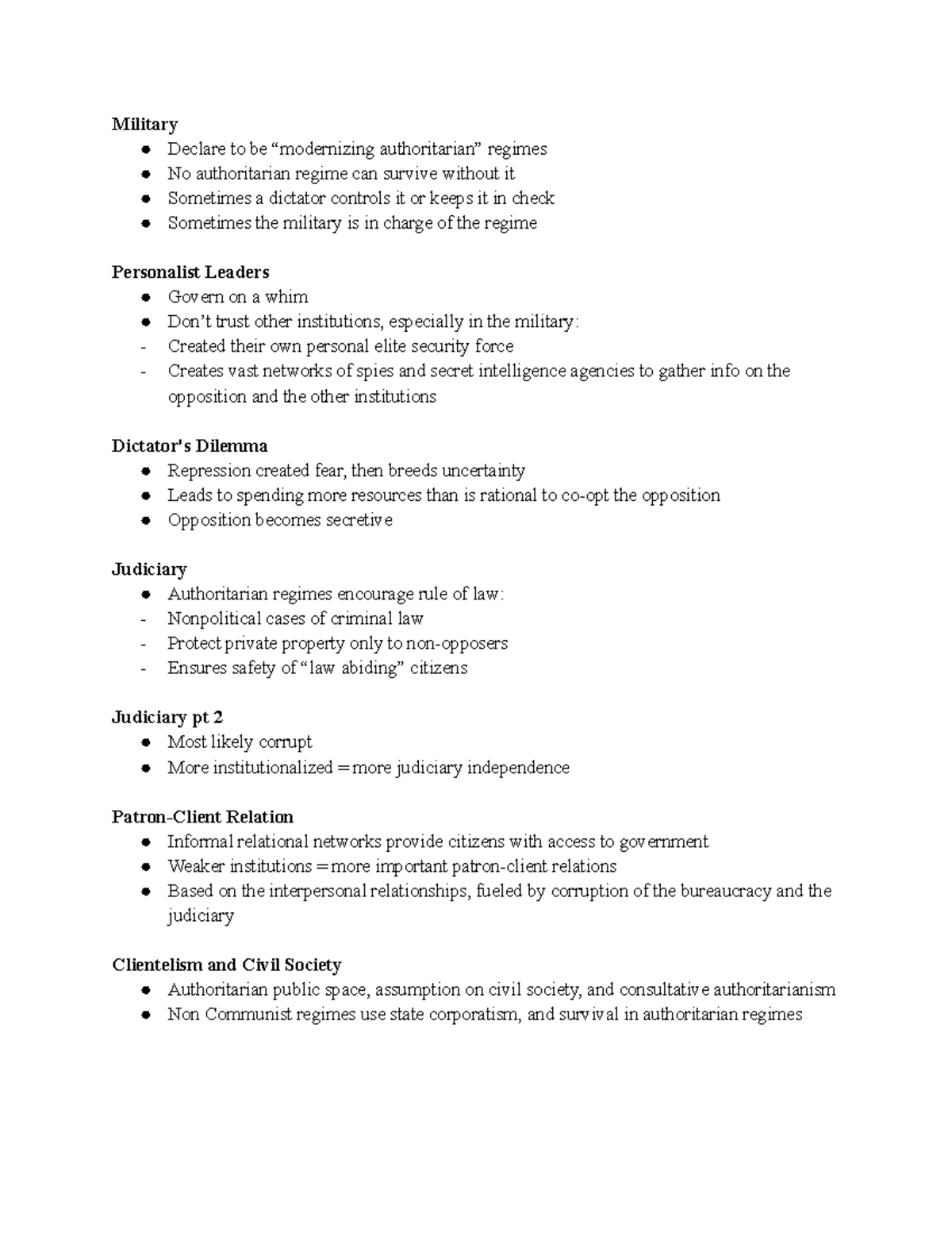 Pols 2020 ch 8 pt 2 - The chapter gives the specifics on authoritarian ...