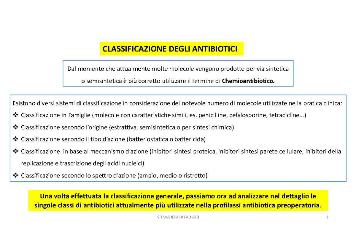 Infezioni Farmaci E Strategie Dimpiego - CLASSIFICAZIONE DEGLI ...